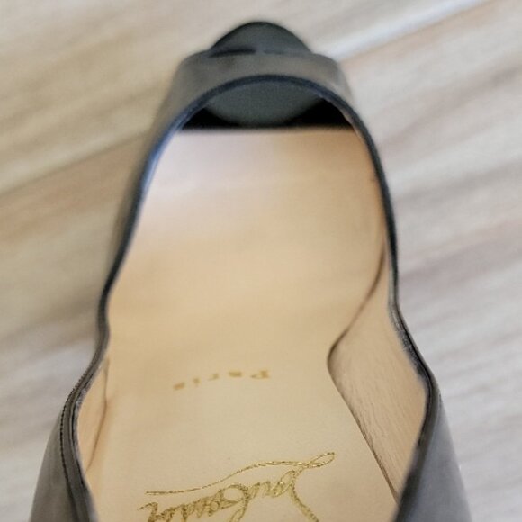 Christian Louboutin 150 Lady Peep Black Patent Leather Shoe Eur.35 - Picture 10 of 16
